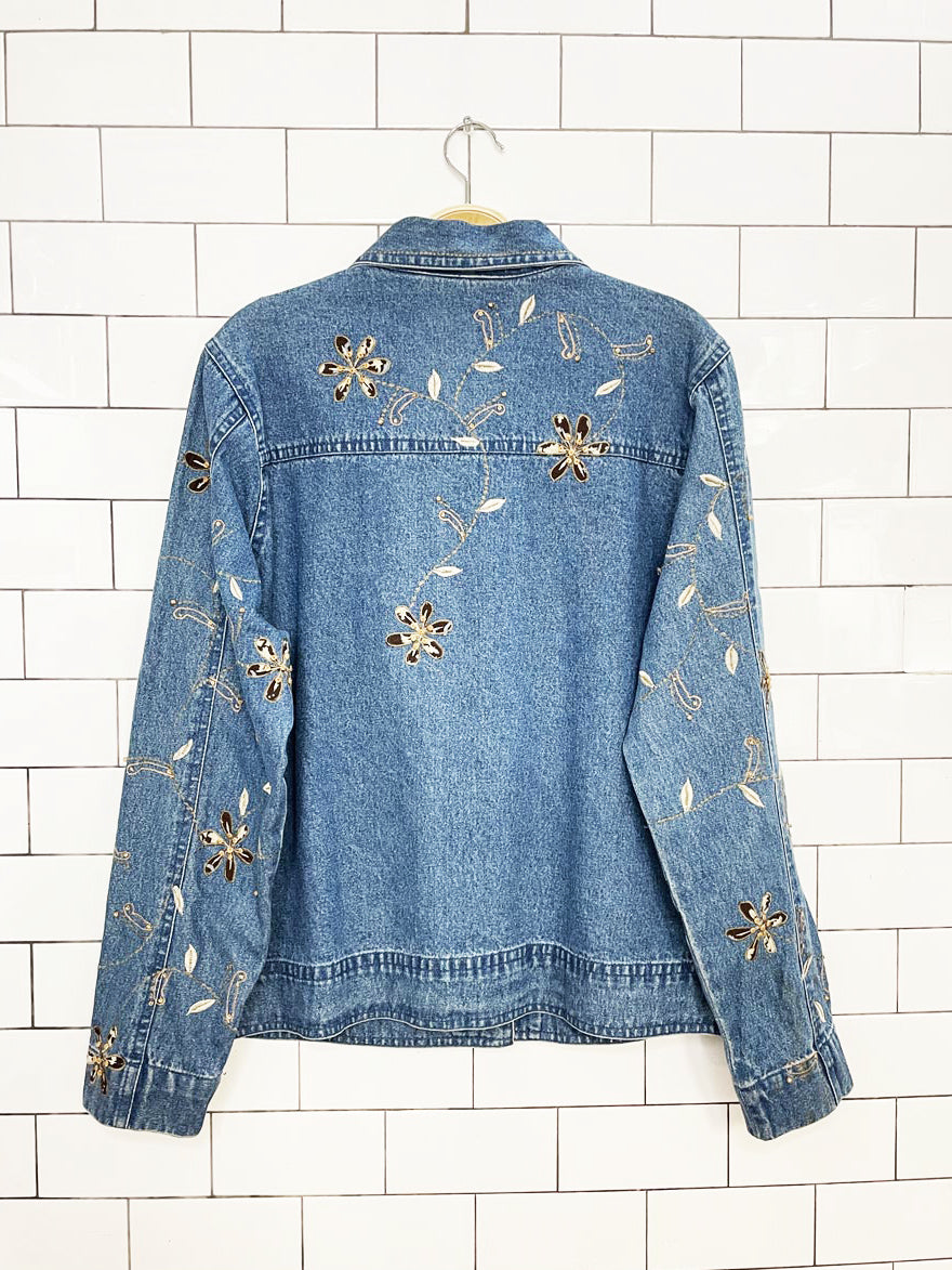 vintage 00s new direction beaded embroidered denim jacket