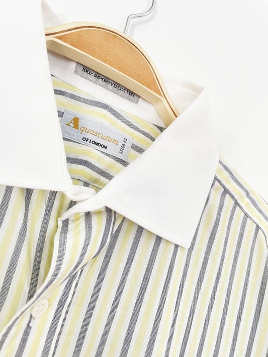 vintage aquascutum contrast collar striped french cuff shirt - good market thrift store