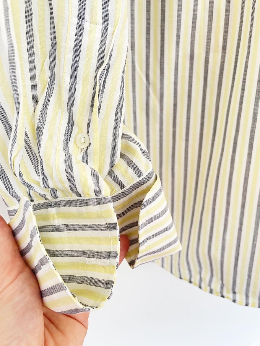 vintage aquascutum contrast collar striped french cuff shirt - good market thrift store