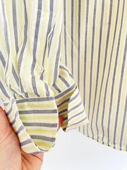 vintage aquascutum contrast collar striped french cuff shirt - good market thrift store