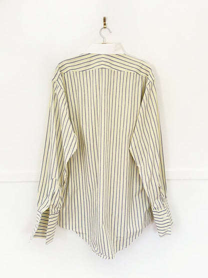vintage aquascutum contrast collar striped french cuff shirt - good market thrift store