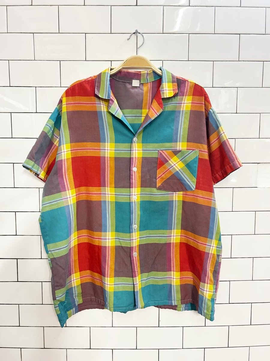vintage 70s plaid lightweight shirt - good market thrift store