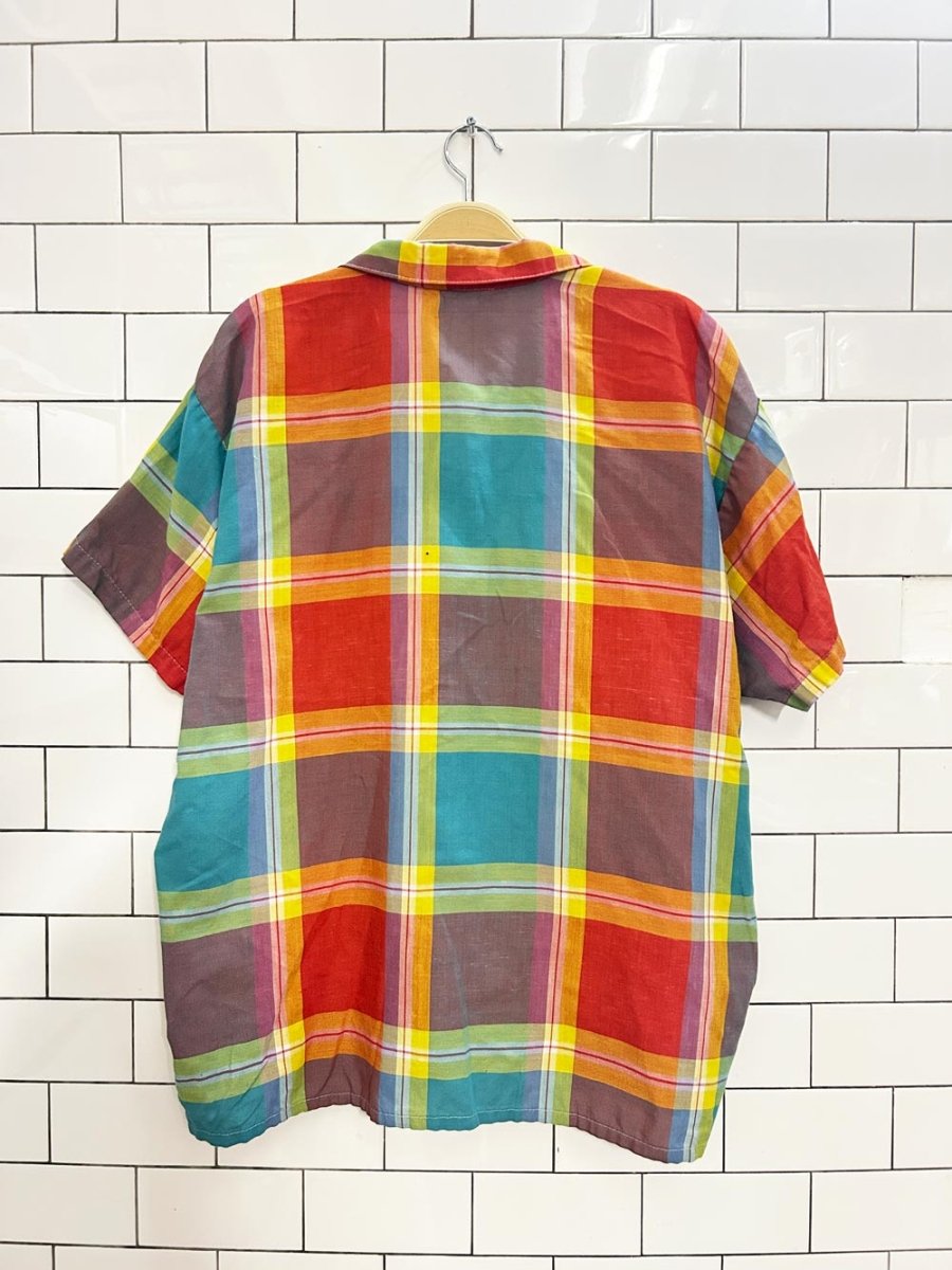vintage 70s plaid lightweight shirt - good market thrift store