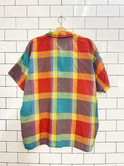 vintage 70s plaid lightweight shirt - good market thrift store