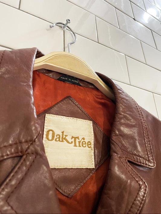 vintage 70s oak tree western leather bomber jacket