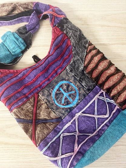 vintage ark boho patchwork peace sling bag - good market thrift store