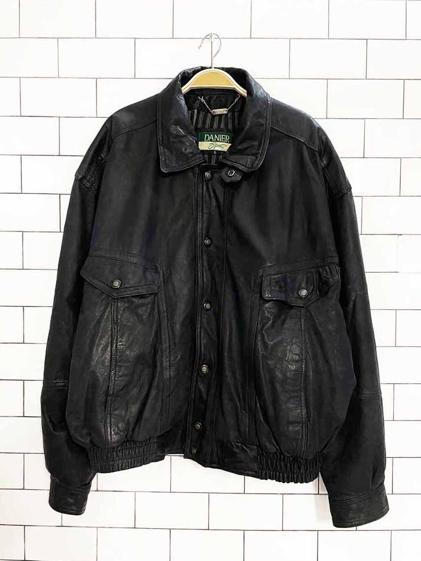 vintage 90s danier sport brushed leather bomber jacket