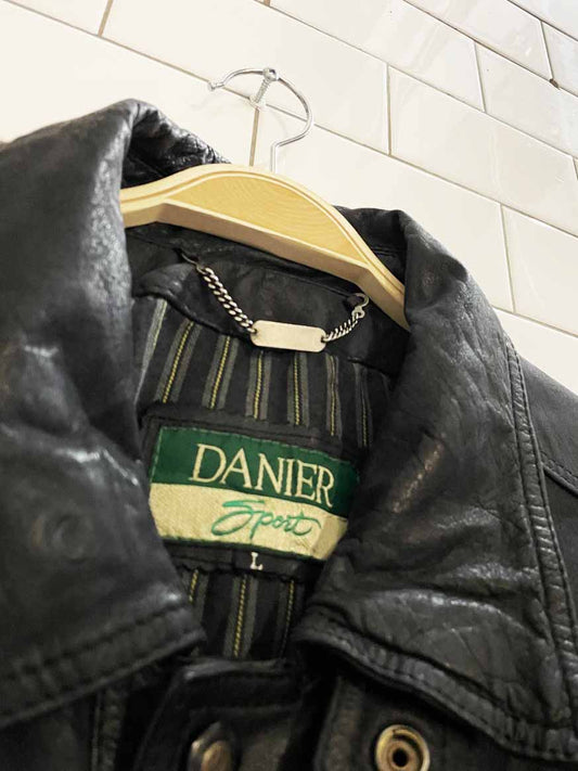 vintage 90s danier sport brushed leather bomber jacket