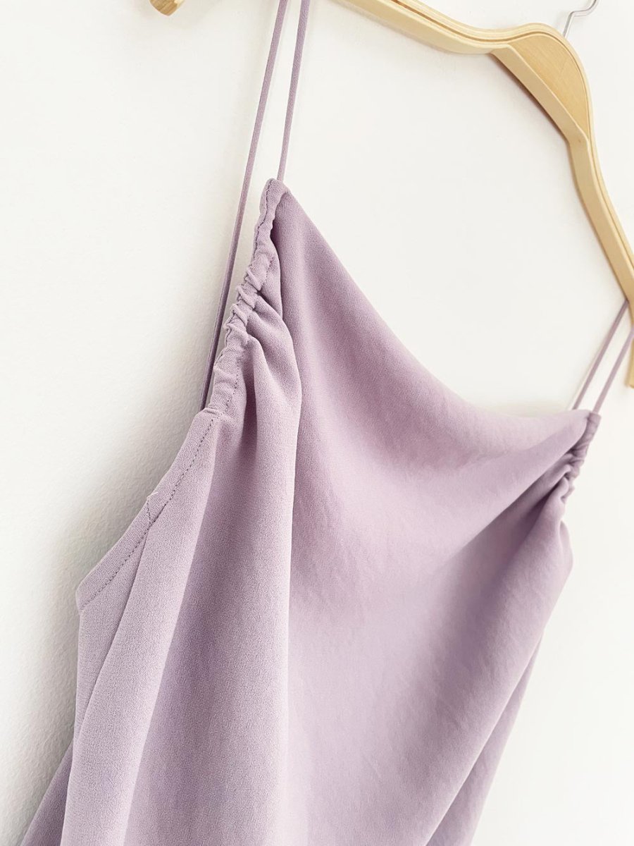 IRO morphea draped square neck minimal slip midi dress - good market thrift store