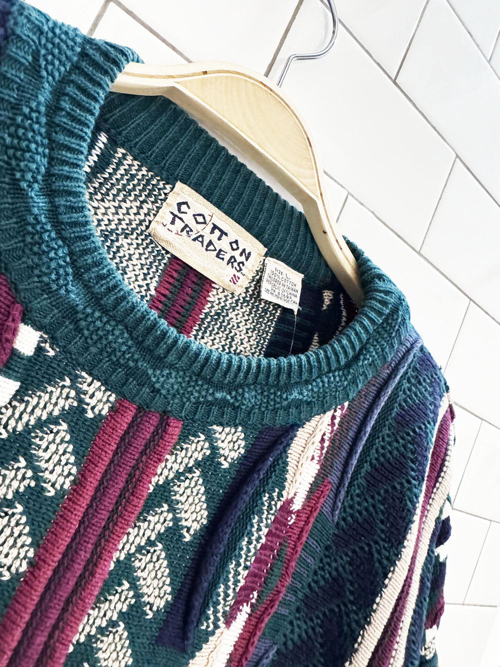 vintage 90s cotton traders 3D knit sweater