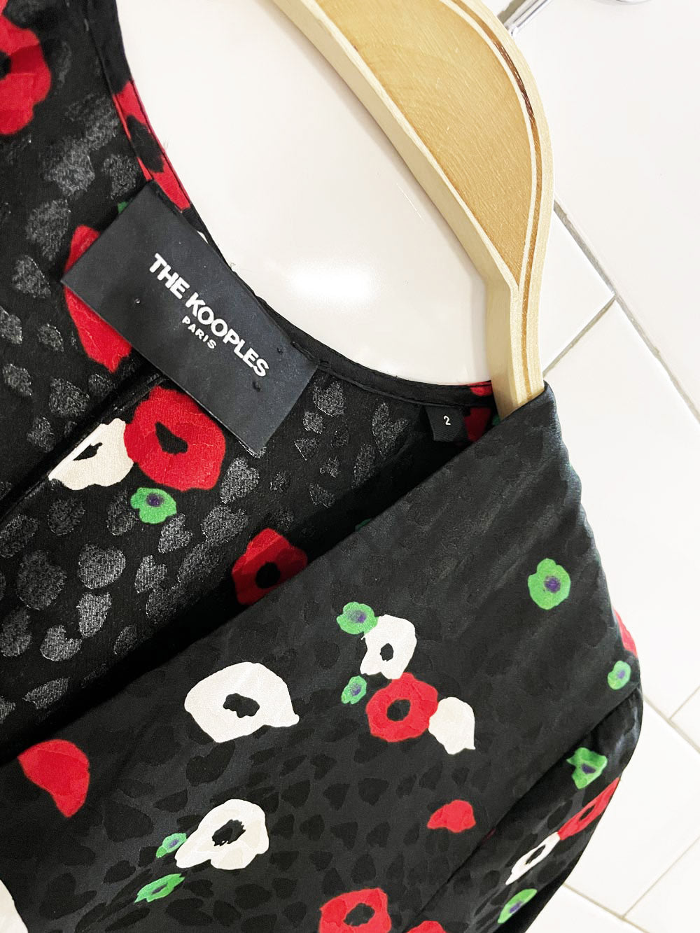 the kooples paris silk-blend floral wrap smocked blouse