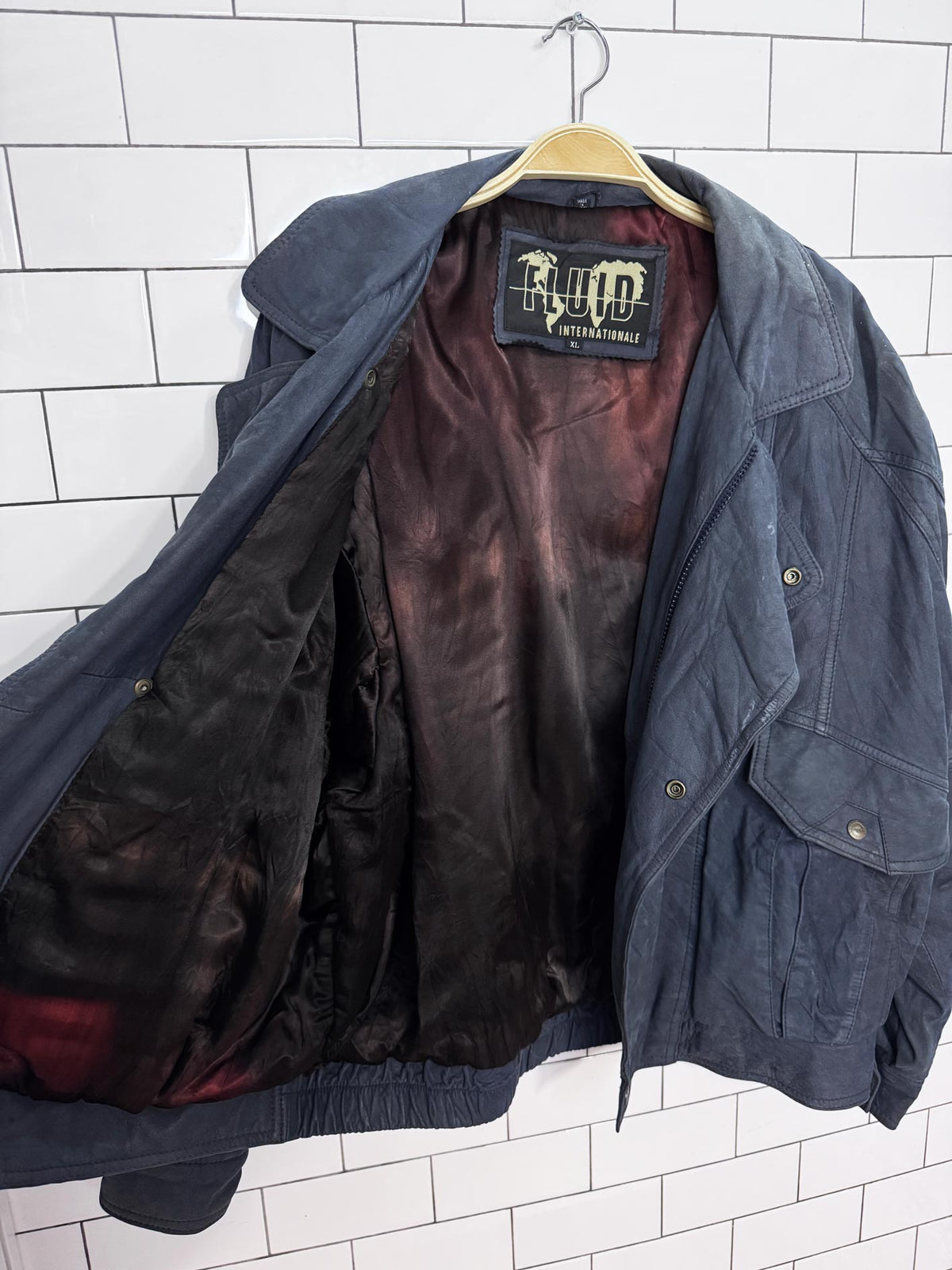 vintage 90s fluid nubuck leather bomber jacket