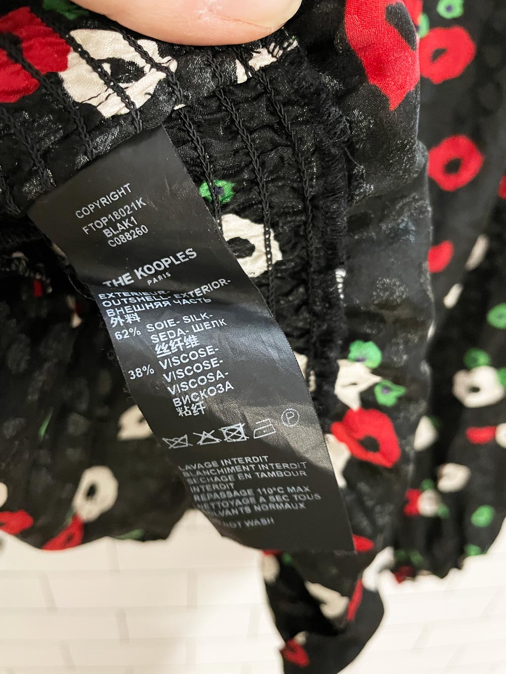 the kooples paris silk-blend floral wrap smocked blouse