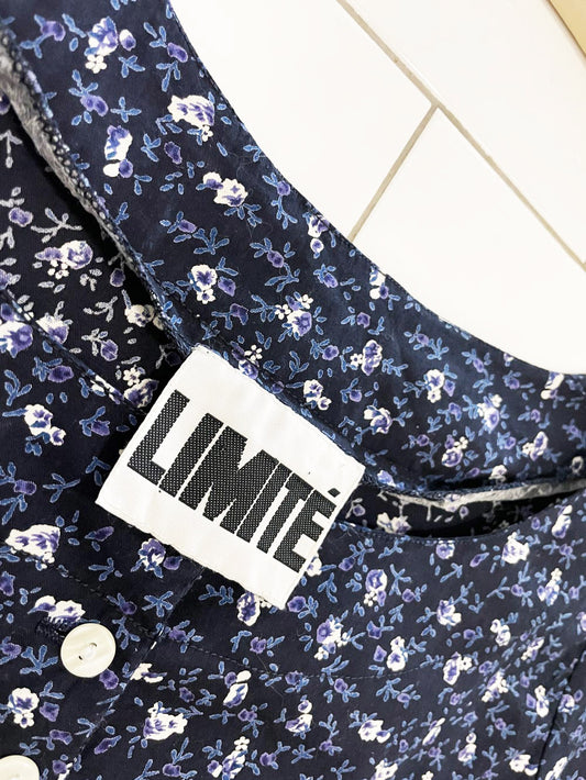 vintage 90s limité micro floral cropped full button top