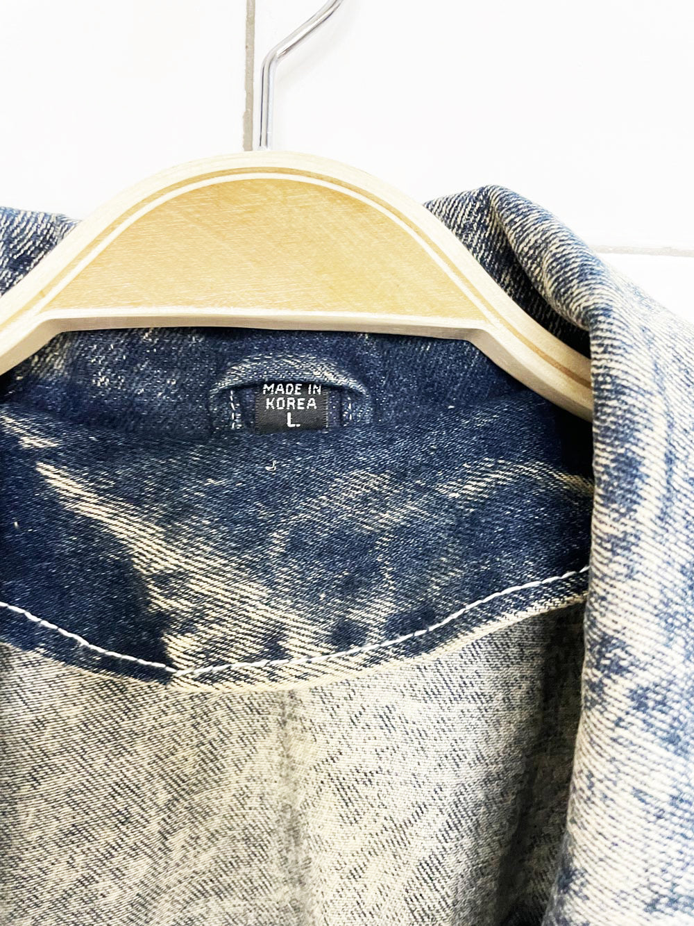 vintage 80s leather fringe concho western acid wash snap button denim jacket