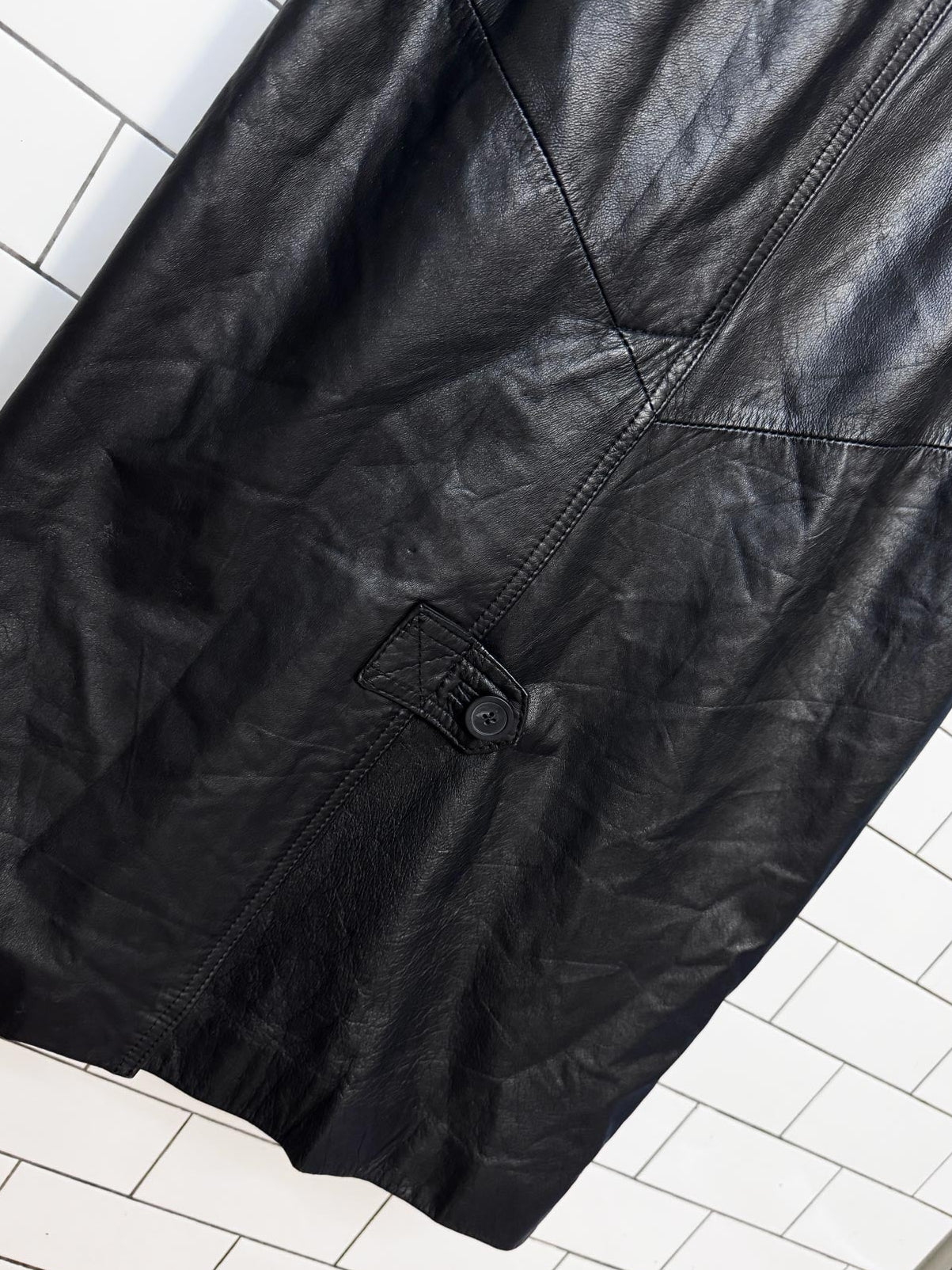 vintage pelle new york leather drawstring cape two-tone full length jacket