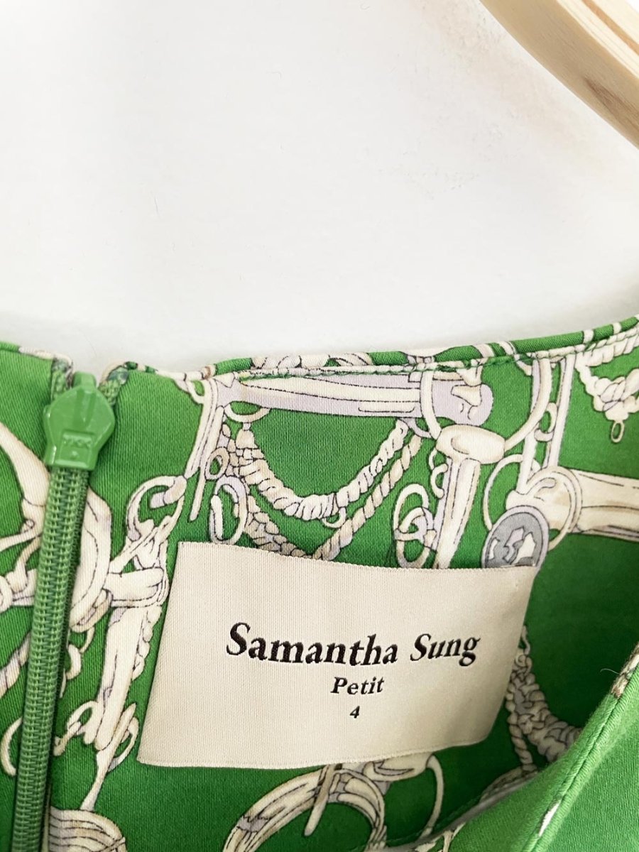 samanta sung horsebit pleated shoulder fitted dress - good market thrift store
