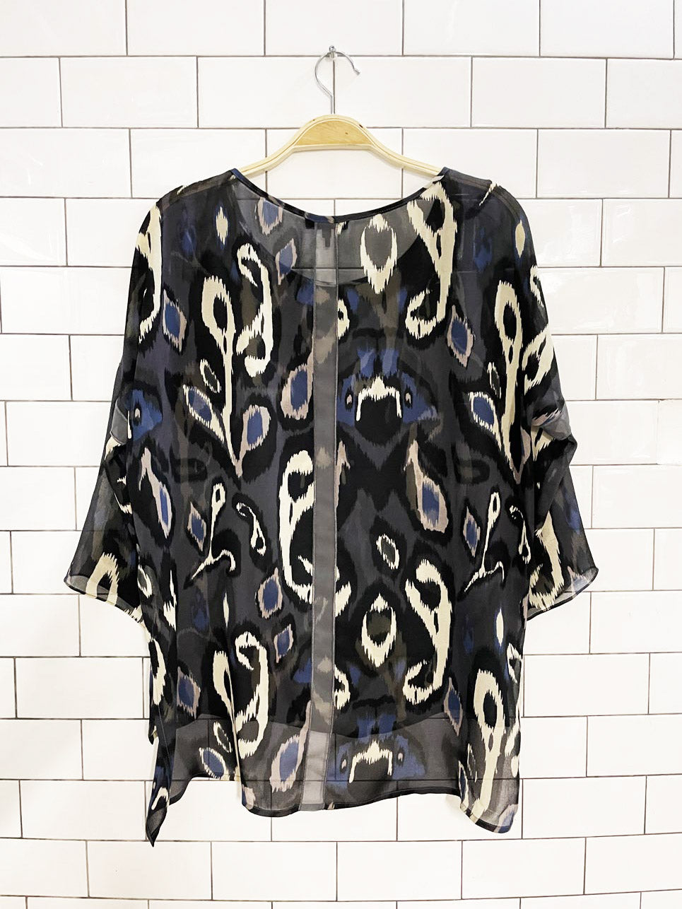 rag & bone 100% silk chiffon flowy short sleeve blouse