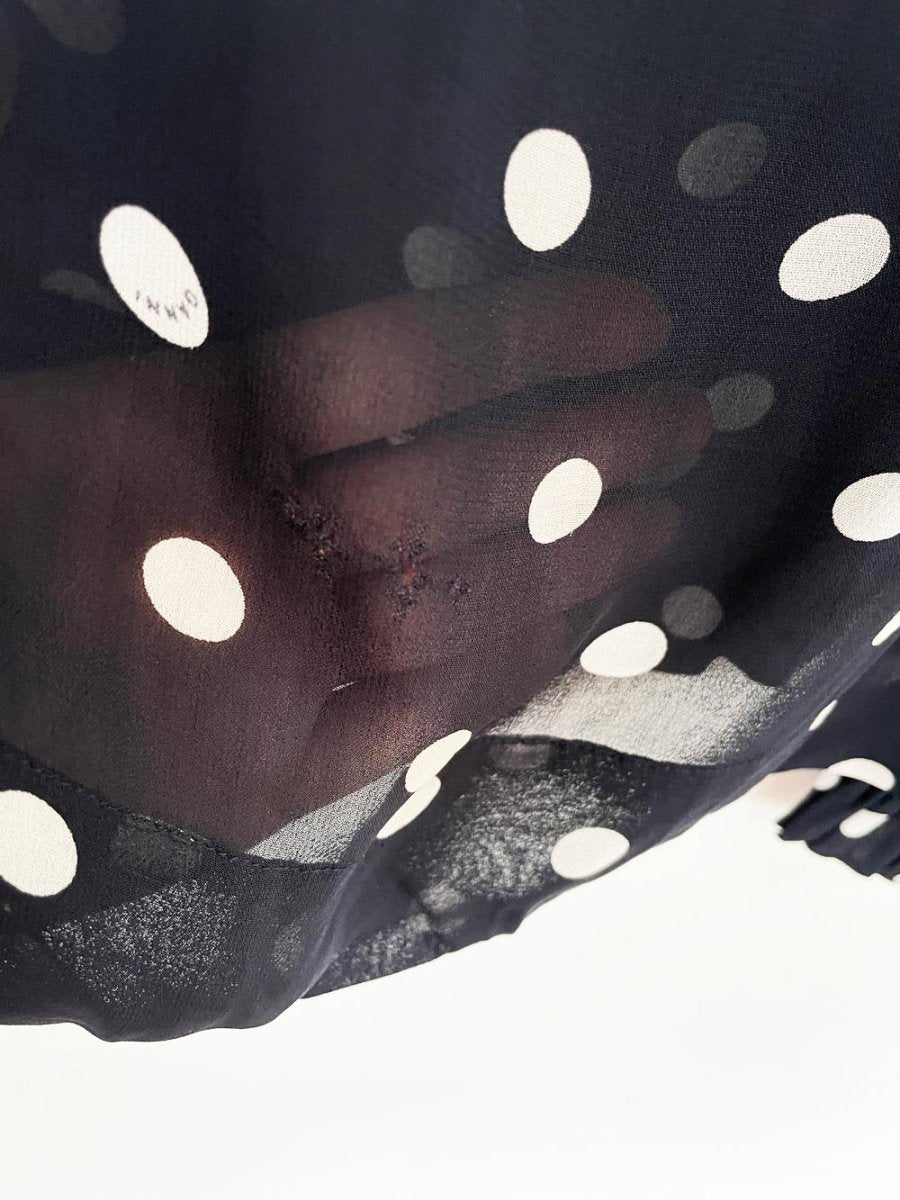 ganni georgette polka dot chiffon ruffle blouse - good market thrift store