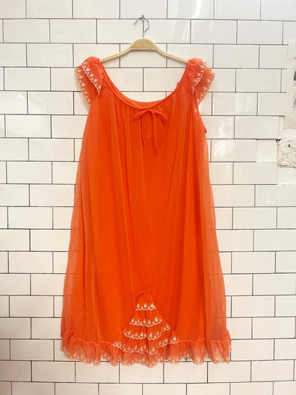 vintage 60s chiffon embroidered house dress - good market thrift store