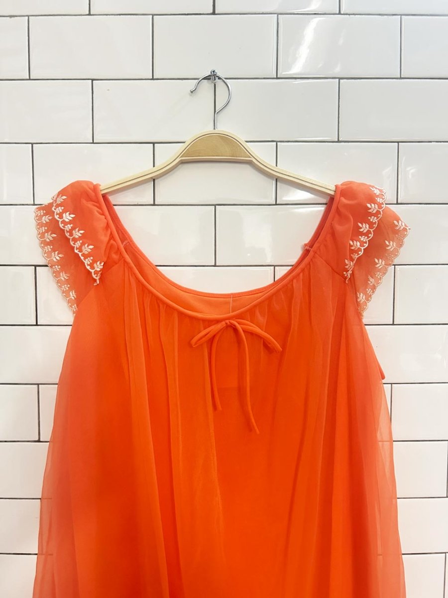 vintage 60s chiffon embroidered house dress - good market thrift store