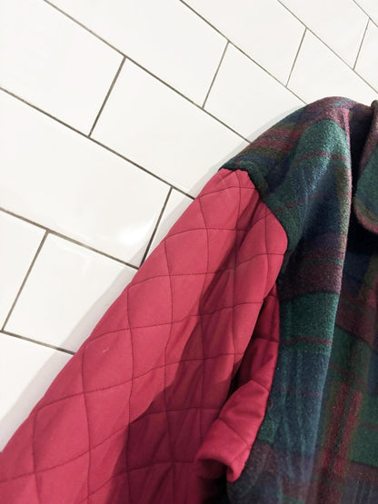 vintage 80s xception quilted sleeve plaid barn coat | made in ukraine - good market thrift store