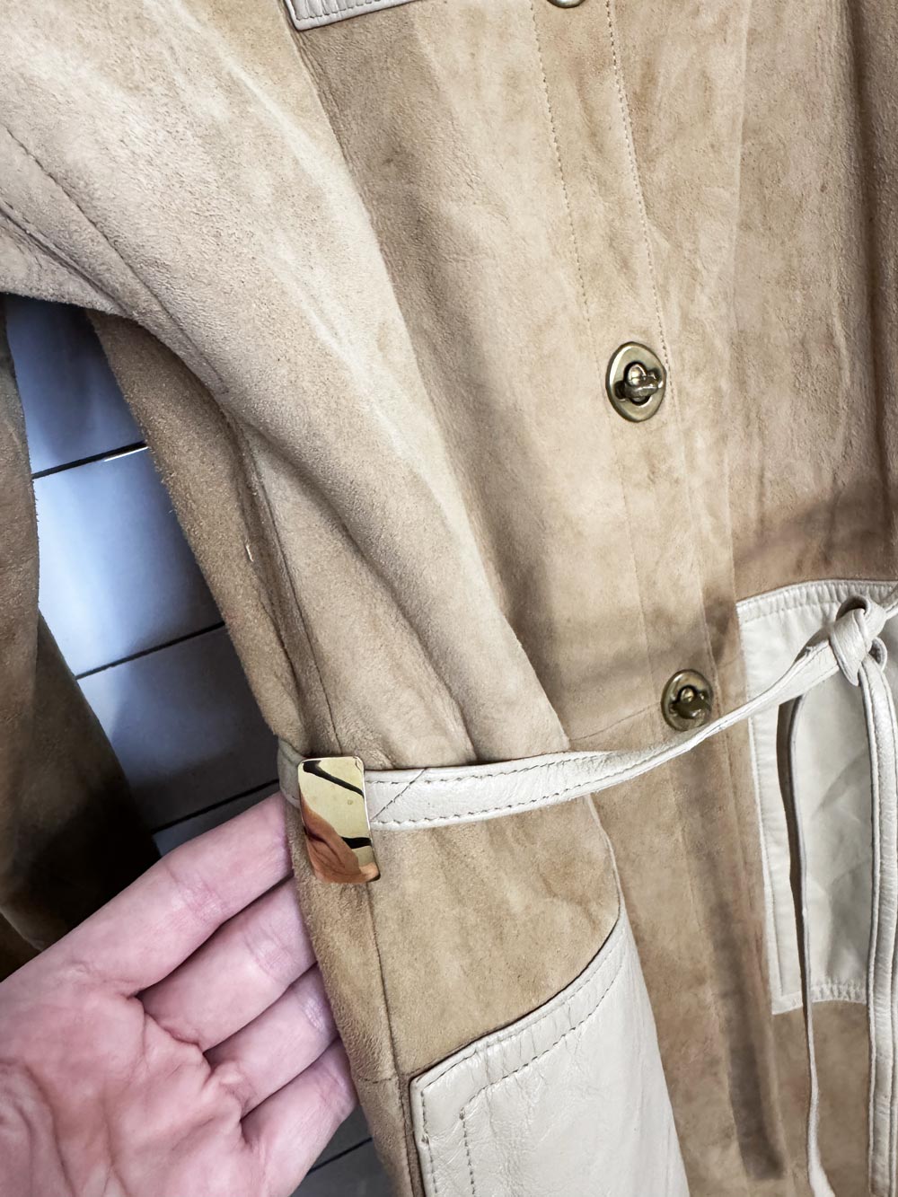 vintage 60s sills a bonnie cashin design lamb suede belted turnlock jacket