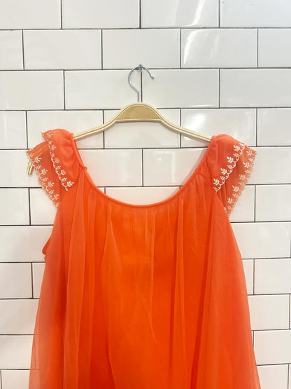 vintage 60s chiffon embroidered house dress - good market thrift store