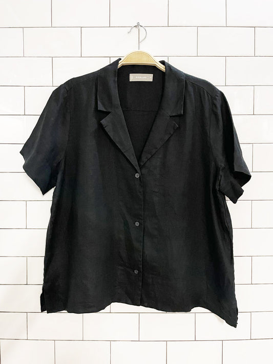 everlane the notch shirt 100% linen | black