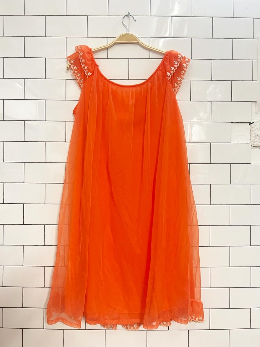 vintage 60s chiffon embroidered house dress - good market thrift store