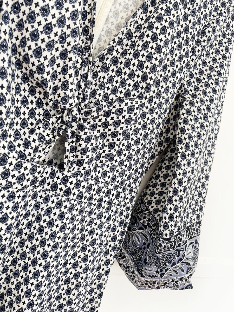 veronica beard dinia cut out puff sleeve tiered midi dress - good market thrift store