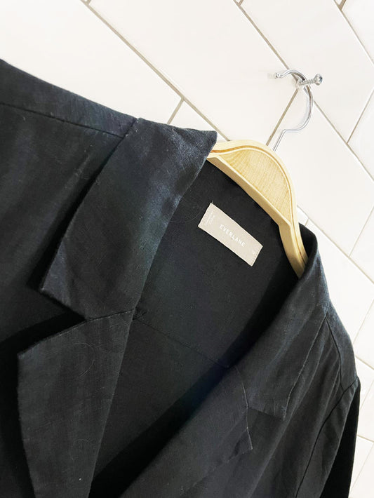 everlane the notch shirt 100% linen | black