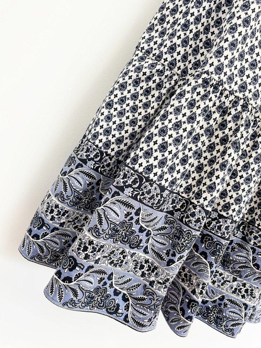 veronica beard dinia cut out puff sleeve tiered midi dress - good market thrift store