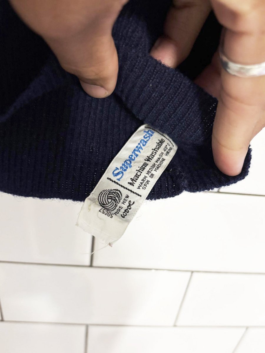 vintage 70s 100% wool RG rugby football club knit v neck sweater - good market thrift store