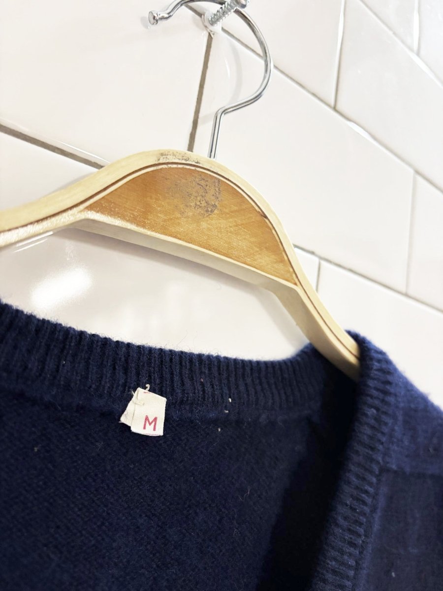 vintage 70s 100% wool RG rugby football club knit v neck sweater - good market thrift store