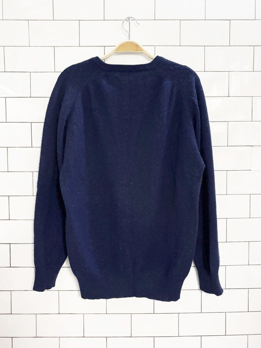 vintage 70s 100% wool RG rugby football club knit v neck sweater - good market thrift store