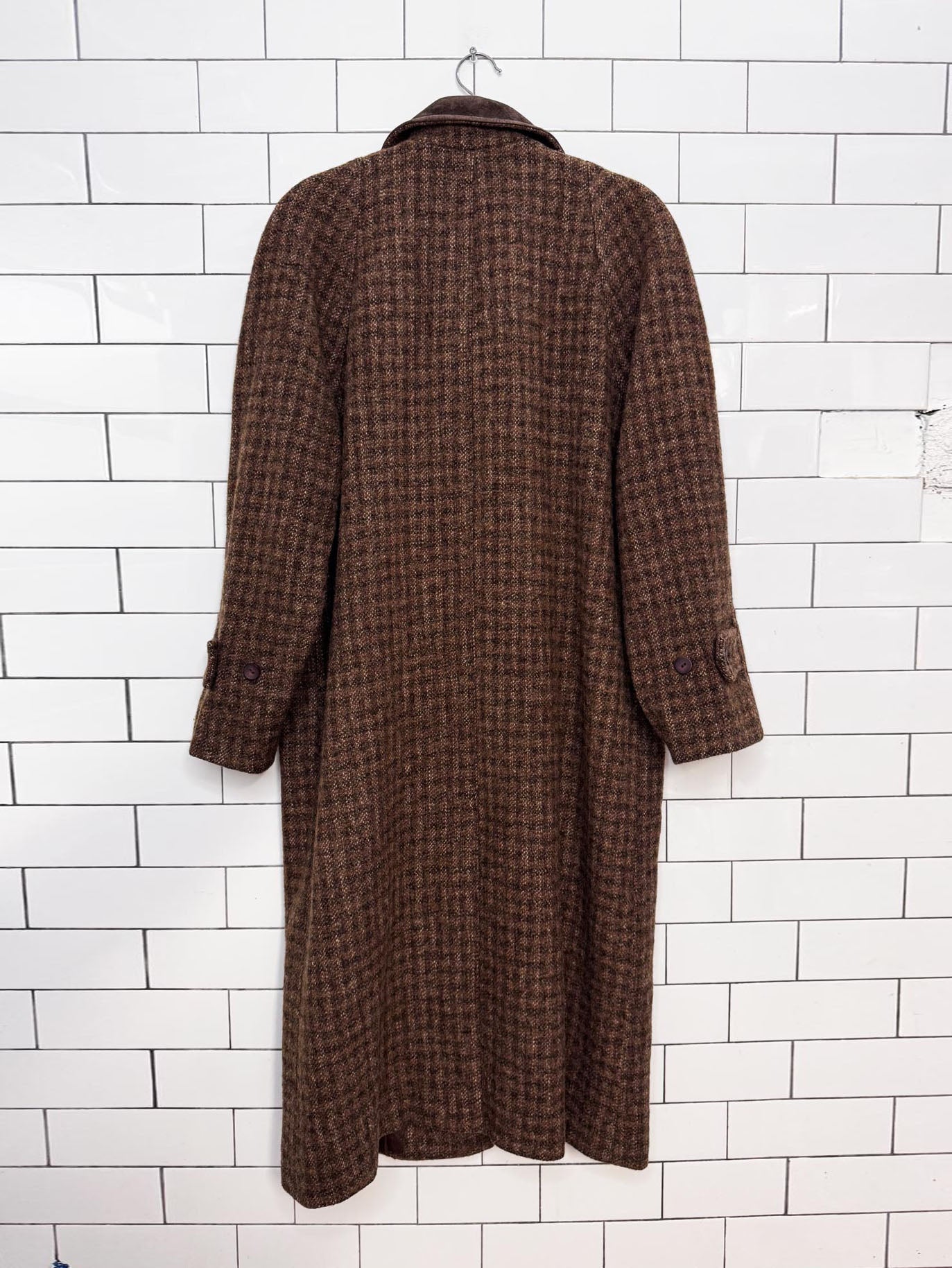 vintage 90s ll bean wool-blend suede collar long jacket | made in USA