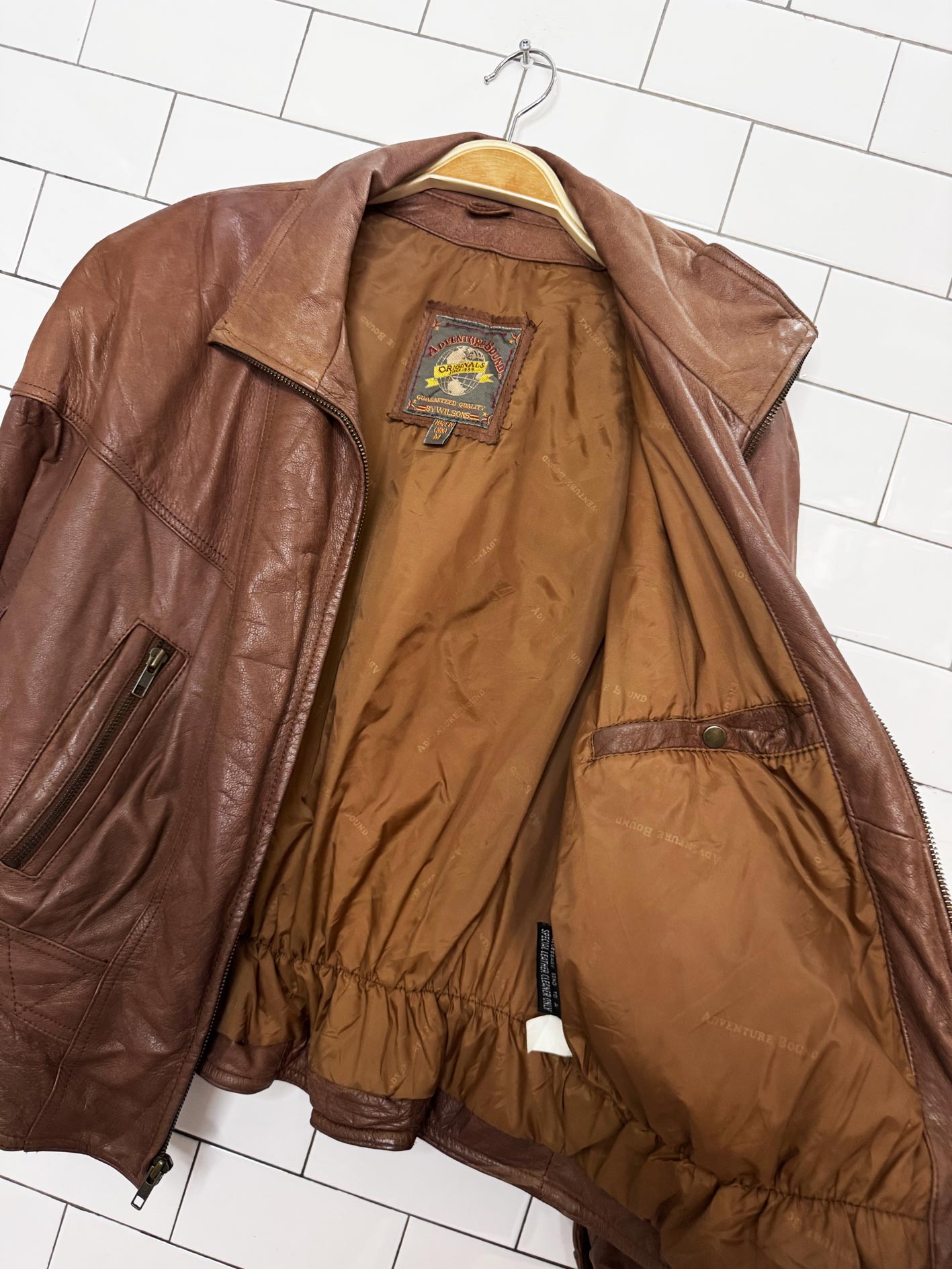 vintage 90s adventure bound by wilsons soft leather fitted bomber jacket