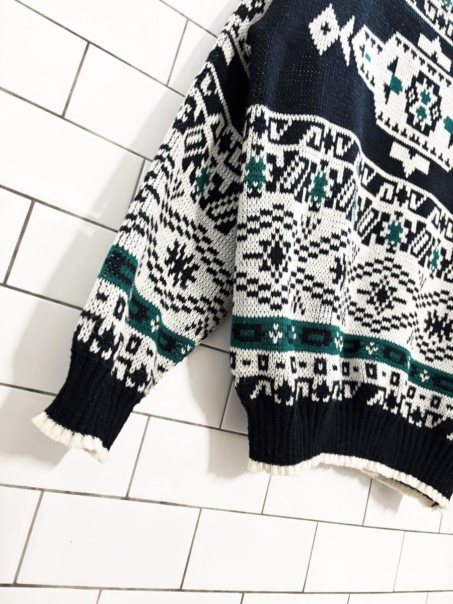 vintage 80s preserve 1955 aztec pattern knit sweater - good market thrift store