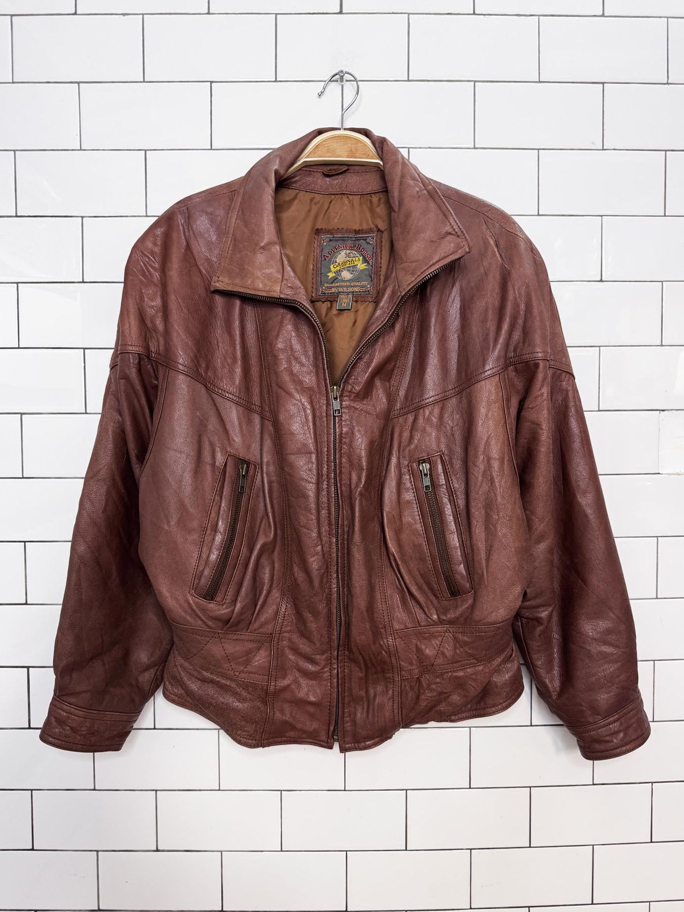 vintage 90s adventure bound by wilsons soft leather fitted bomber jacket