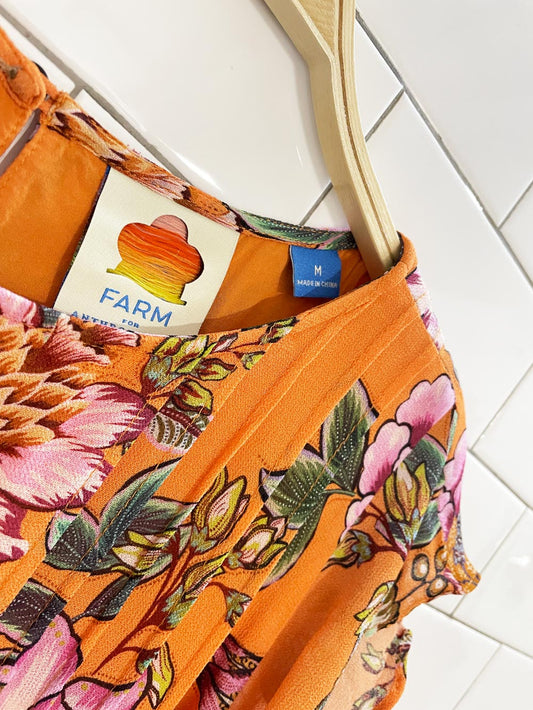 farm rio adonia floral ruffle sleeveless blouse | anthropologie