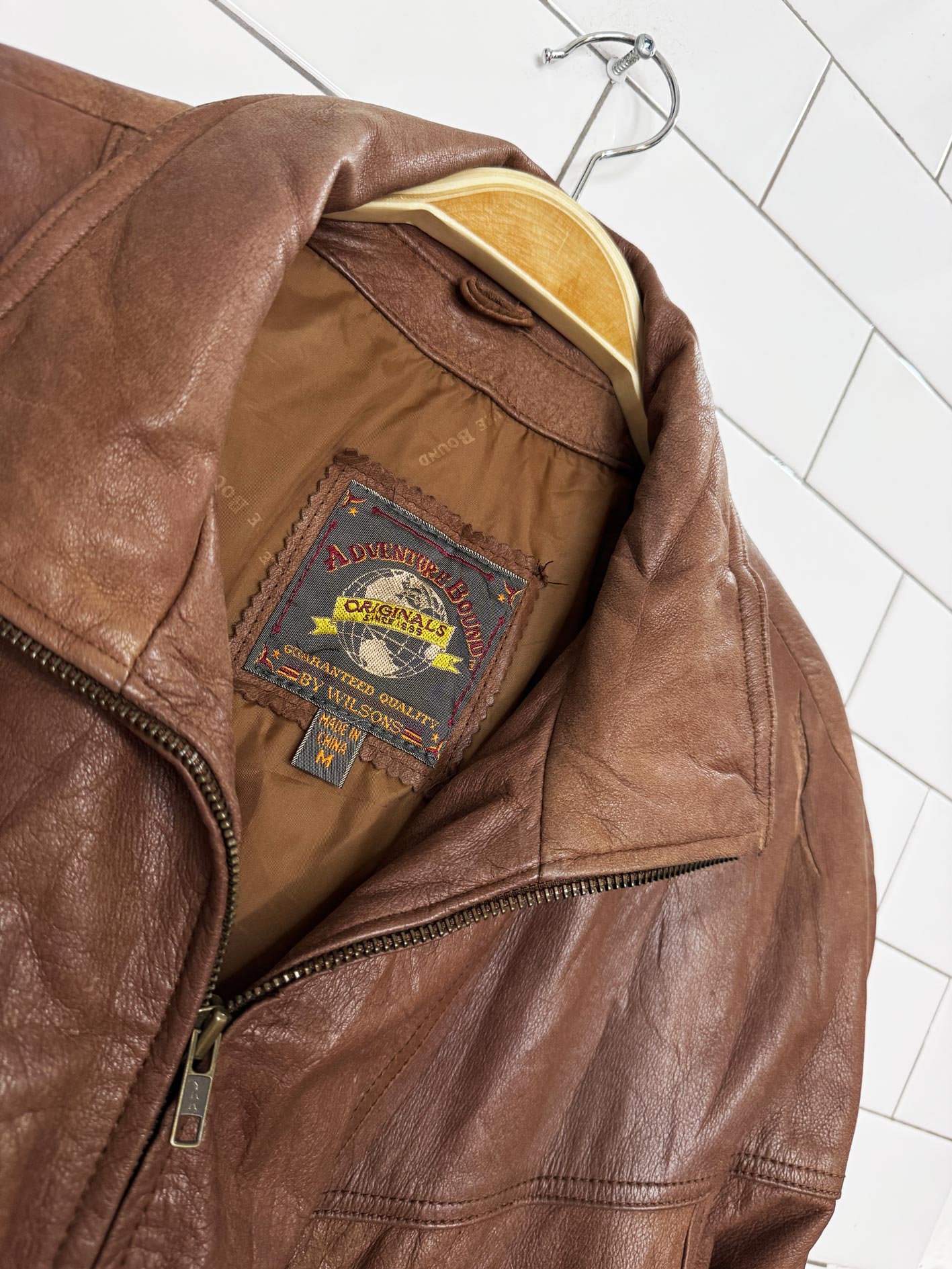 vintage 90s adventure bound by wilsons soft leather fitted bomber jacket