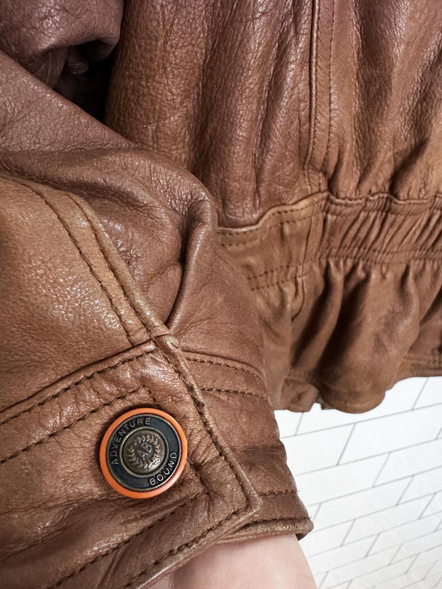 vintage 90s adventure bound by wilsons soft leather fitted bomber jacket