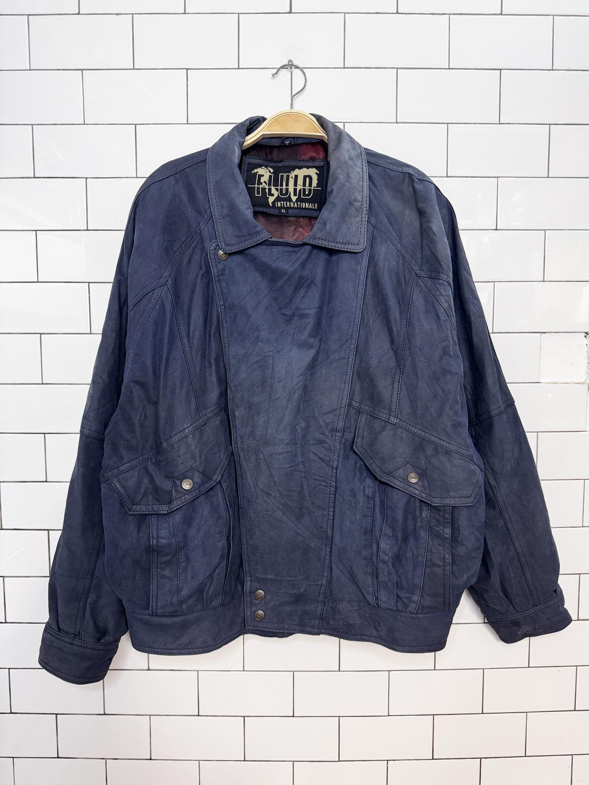 vintage 90s fluid nubuck leather bomber jacket