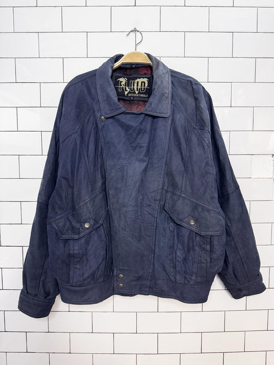 vintage 90s fluid nubuck leather bomber jacket