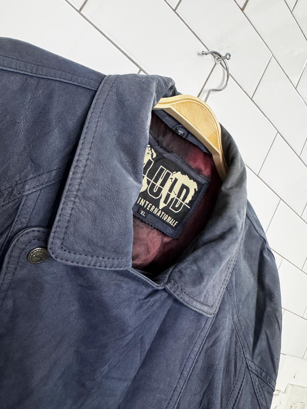 vintage 90s fluid nubuck leather bomber jacket
