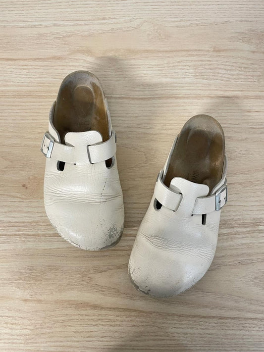 birkenstock white leather boston clog - good market thrift store