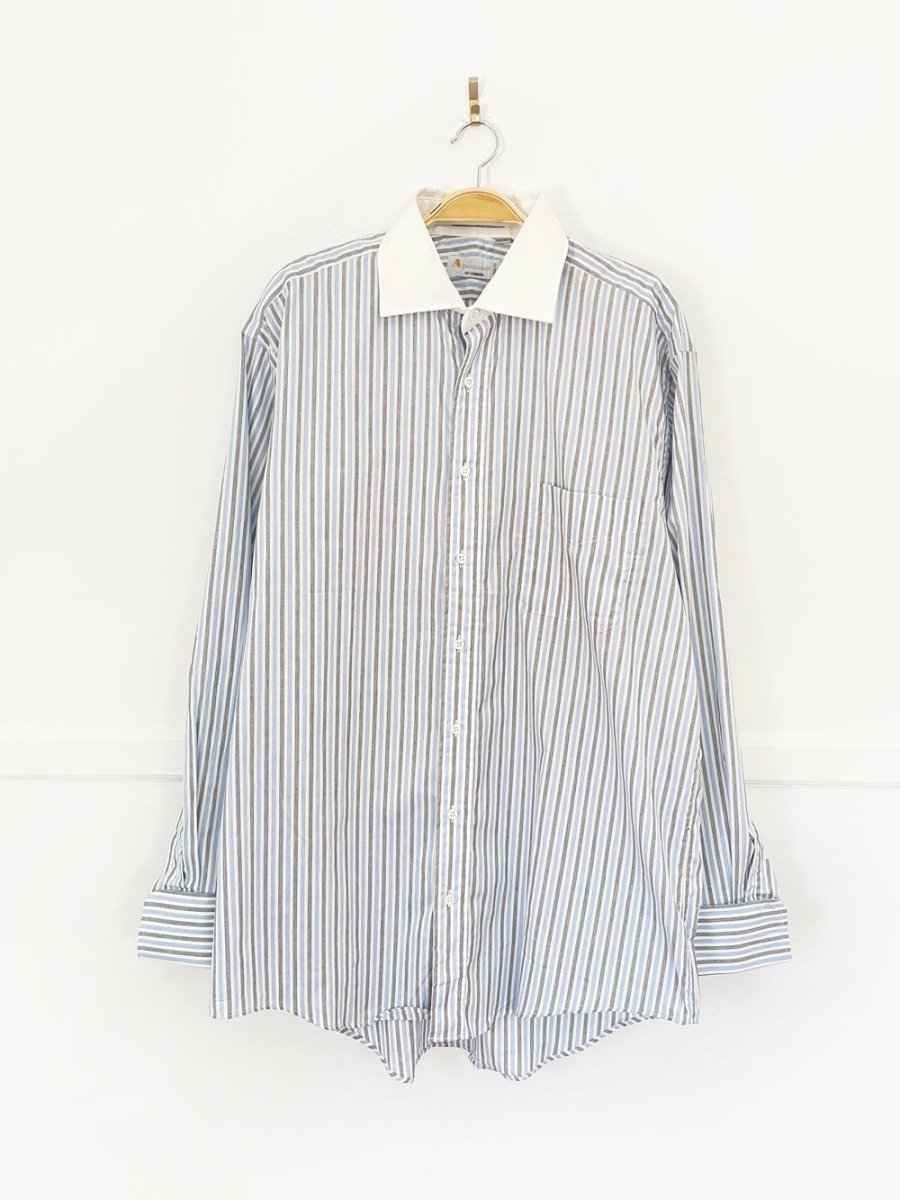 vintage aquascutum contrast collar striped french cuff shirt - good market thrift store