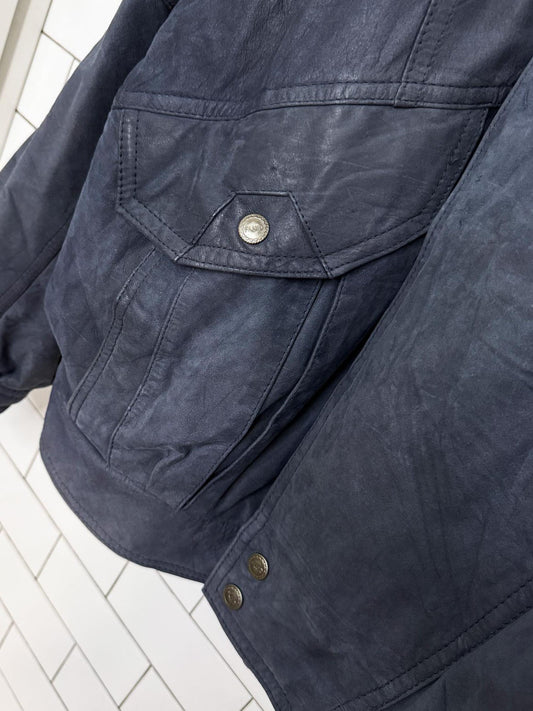 vintage 90s fluid nubuck leather bomber jacket