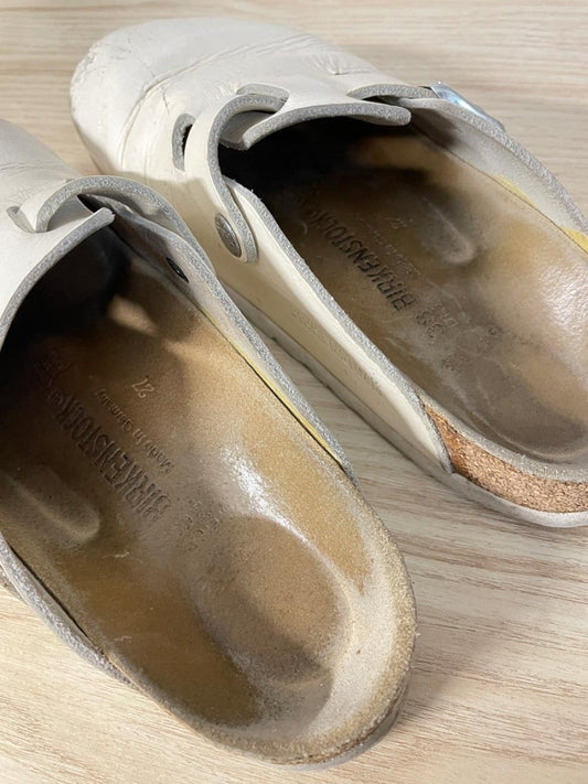 birkenstock white leather boston clog - good market thrift store